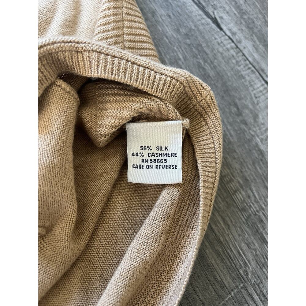 Faconnable Womens Soft Knit Cardigan Silk Cashmere 3/4 Sleeve Sweater Tan Small - Picture 4 of 9